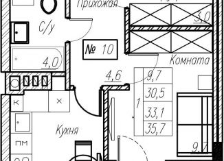 Продается 1-комнатная квартира, 33.1 м2, Калининградская область