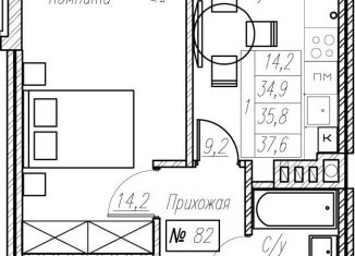 Продам 1-комнатную квартиру, 35.8 м2, Санкт-Петербург, Прибрежная улица, 1, метро Рыбацкое