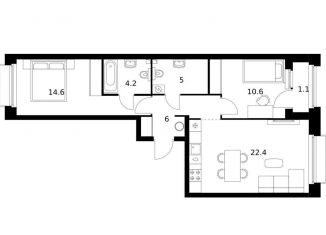 Продаю 2-комнатную квартиру, 63.9 м2, Татарстан