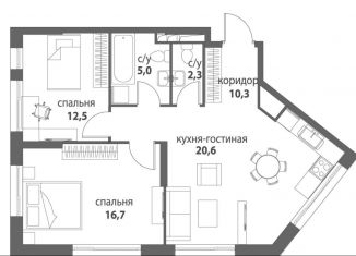 Продается 2-комнатная квартира, 67.4 м2, Москва, улица Крузенштерна, 4, метро Площадь Ильича