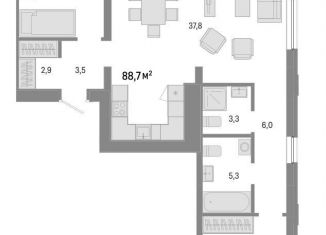 Продажа 3-комнатной квартиры, 88.7 м2, Новосибирск, метро Речной вокзал