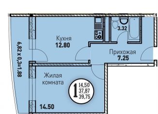 1-комнатная квартира на продажу, 43 м2, Краснодар, Круговая улица, 4Вк6, Фестивальный микрорайон