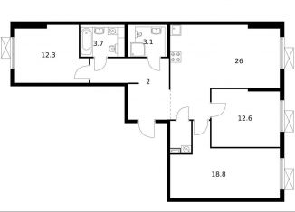 3-ком. квартира на продажу, 89.6 м2, Москва