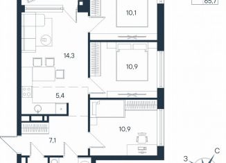 Продаю 4-ком. квартиру, 65.7 м2, Пермь