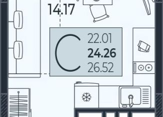 Продам квартиру студию, 24.3 м2, Краснодар, Адмиралтейский бульвар, 1