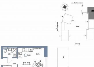 Продается 1-комнатная квартира, 20 м2, Омск, Комбинатская улица, 16