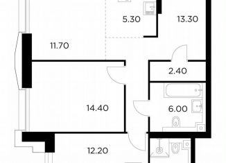 Продается двухкомнатная квартира, 74.1 м2, Москва