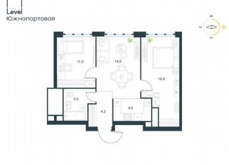 Продажа трехкомнатной квартиры, 56.3 м2, Москва, жилой комплекс Левел Южнопортовая, 3