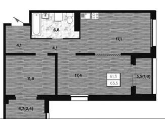 Продается трехкомнатная квартира, 65.5 м2, Новосибирск, улица Николая Островского, 195/6