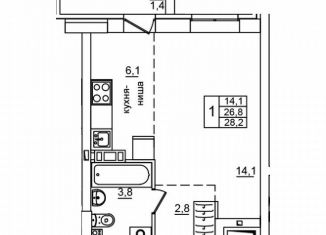 Продается 1-ком. квартира, 28.2 м2, Волгоградская область