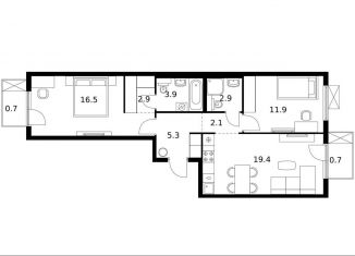 Продается двухкомнатная квартира, 66.3 м2, Москва