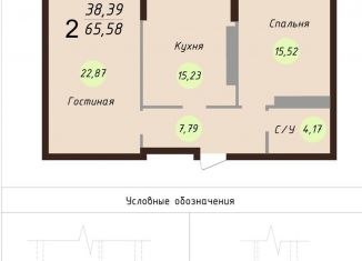 Двухкомнатная квартира на продажу, 67.9 м2, Ярославль, Силикатное шоссе, 17А, ЖК Ярославль Сити