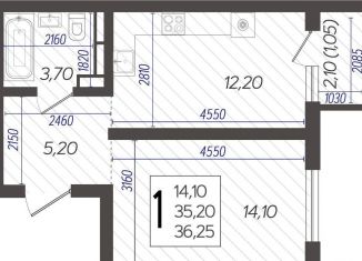 Продам 1-ком. квартиру, 36.3 м2, Краснодар, улица Ветеранов, 40лит3, микрорайон 2-я Площадка