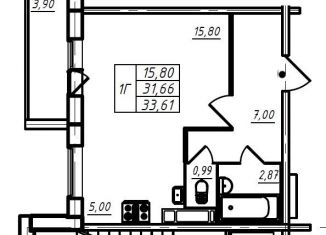 Продам квартиру студию, 31.5 м2, посёлок Тельмана, Квартальная улица, 2