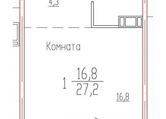 Продам квартиру студию, 27.2 м2, Курган, 3-й микрорайон, 9Г, жилой район Заозёрный