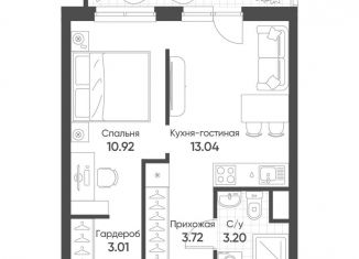 Продажа однокомнатной квартиры, 35.5 м2, Казань, ЖК Грин