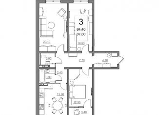 Продам трехкомнатную квартиру, 84.4 м2, Балаково