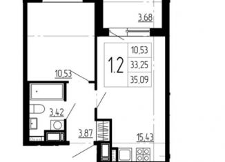 Продам 2-комнатную квартиру, 35 м2, Всеволожск