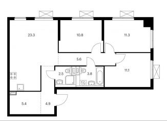 Продажа 3-комнатной квартиры, 78.7 м2, Москва, ЖК Большая Очаковская 2