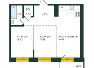 Продаю двухкомнатную квартиру, 60.1 м2, Иркутск, улица Пискунова, 138, ЖК Семья