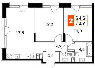 Продам 2-комнатную квартиру, 54.6 м2, Москва, район Свиблово, Снежная улица, вл22к3