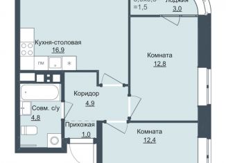 Продаю двухкомнатную квартиру, 52.8 м2, Ижевск, ЖК Истории