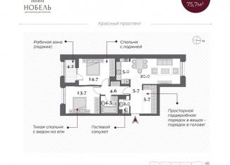 Продажа трехкомнатной квартиры, 75.7 м2, Новосибирск, Красный проспект, 220стр