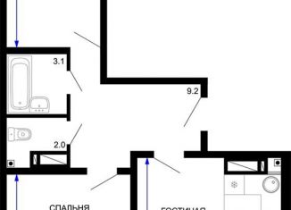 Двухкомнатная квартира на продажу, 64.1 м2, Краснодар, Домбайская улица, 57к9