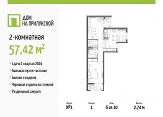 Продам 2-комнатную квартиру, 57.4 м2, Санкт-Петербург, метро Обводный канал, Прилукская улица, 28