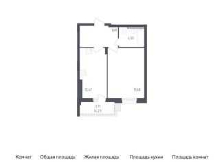 1-комнатная квартира на продажу, 44.5 м2, посёлок Жилино-1, жилой комплекс Егорово Парк, к4