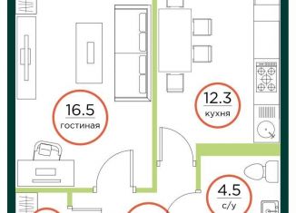 Продаю 1-комнатную квартиру, 41.3 м2, посёлок Солонцы, жилой комплекс Эко, 2