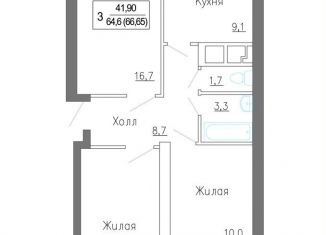 Продаю 3-ком. квартиру, 66.7 м2, деревня Сабурово, ЖК ЗаМитино, жилой комплекс ЗаМитино, к1