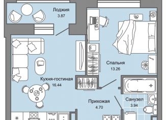 2-комнатная квартира на продажу, 40 м2, Ульяновск, жилой комплекс Город Новаторов, 1