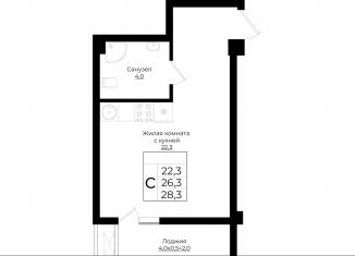 Продам квартиру студию, 28.3 м2, Краснодар, жилой комплекс Европа Клубный Квартал 6, лит5, Прикубанский округ