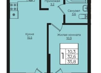 Продаю однокомнатную квартиру, 35.8 м2, Краснодар, ЖК Европа-Сити, Античная улица