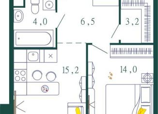 Продажа двухкомнатной квартиры, 62.2 м2, Москва, 1-я очередь, к4, ЖК Шагал