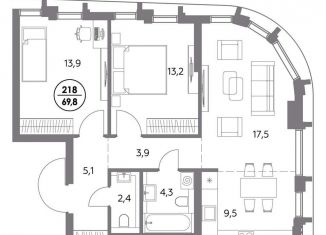 Продается двухкомнатная квартира, 69.8 м2, Москва, метро Лефортово, улица Фридриха Энгельса, 56с1