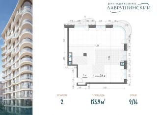 Продаю двухкомнатную квартиру, 123.9 м2, Москва, ЖК Лаврушинский