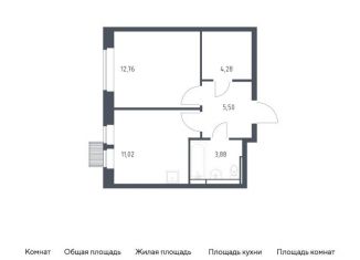 Однокомнатная квартира на продажу, 37.4 м2, деревня Путилково