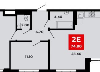 Продается 2-ком. квартира, 74.8 м2, Краснодар, Конгрессная улица, лит21, Прикубанский округ