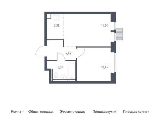 Продается двухкомнатная квартира, 36.2 м2, Московская область