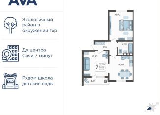 Продам двухкомнатную квартиру, 61.7 м2, Краснодарский край