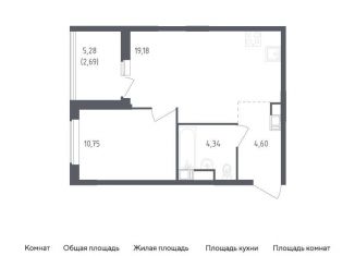 1-ком. квартира на продажу, 41.6 м2, деревня Новосаратовка