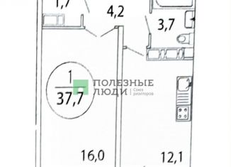 Продаю 1-ком. квартиру, 37.7 м2, Новороссийск, ЖК Черноморский, улица Мурата Ахеджака, 16к2