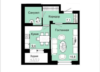 Продажа однокомнатной квартиры, 39.2 м2, Красноярск, улица Светлова, 44