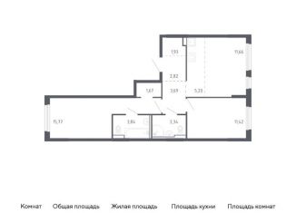 Продаю 2-комнатную квартиру, 61.3 м2, Тюмень, жилой комплекс Чаркова 72, 1.3