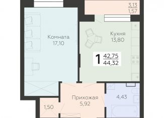 Продам 1-комнатную квартиру, 44.3 м2, Воронеж, улица Независимости, 80Б