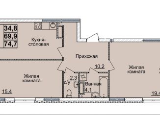 Продаю двухкомнатную квартиру, 74 м2, Нижний Новгород