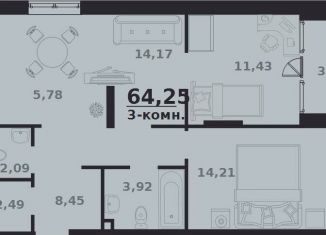 Продается 3-комнатная квартира, 64.3 м2, Ульяновск, проспект Генерала Тюленева, 32к1