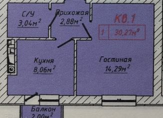 Продажа 1-комнатной квартиры, 30.3 м2, Нальчик, улица Головко, 200, район Затишье